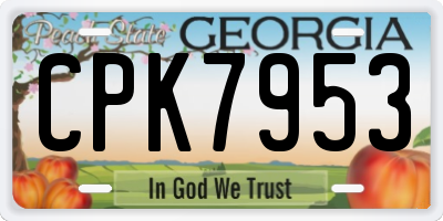 GA license plate CPK7953