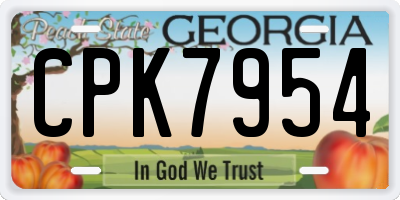 GA license plate CPK7954
