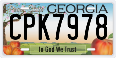 GA license plate CPK7978
