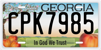 GA license plate CPK7985