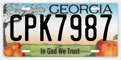 GA license plate CPK7987