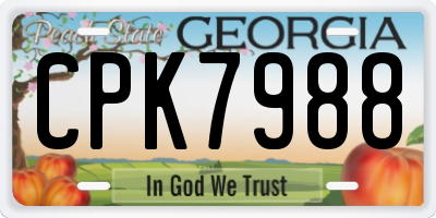 GA license plate CPK7988
