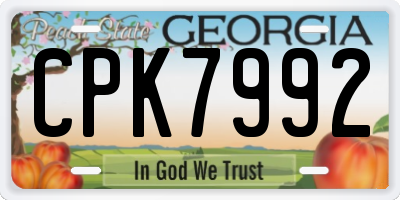 GA license plate CPK7992