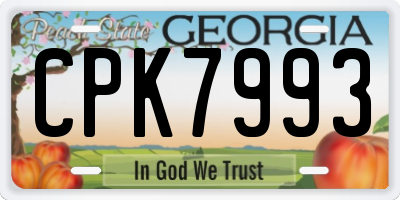 GA license plate CPK7993