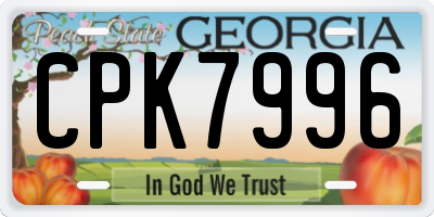 GA license plate CPK7996
