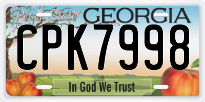 GA license plate CPK7998