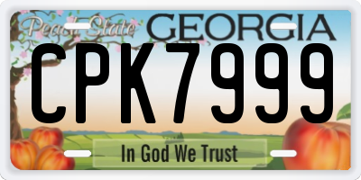 GA license plate CPK7999