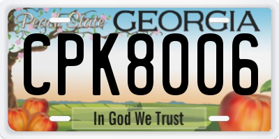GA license plate CPK8006