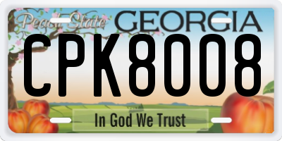 GA license plate CPK8008