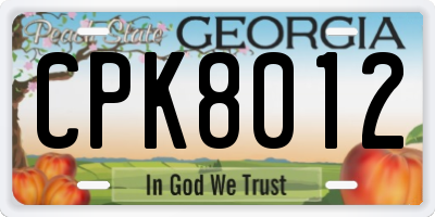 GA license plate CPK8012