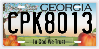GA license plate CPK8013