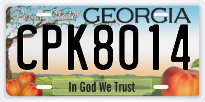 GA license plate CPK8014