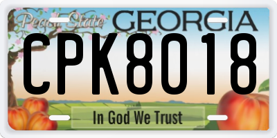 GA license plate CPK8018