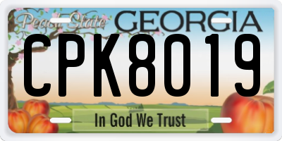 GA license plate CPK8019