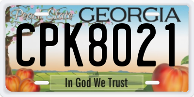 GA license plate CPK8021