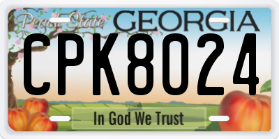 GA license plate CPK8024