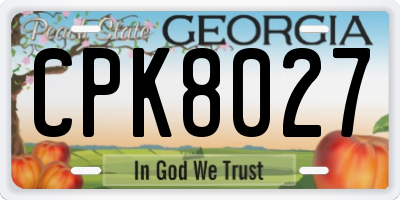 GA license plate CPK8027
