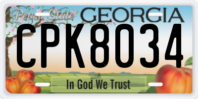 GA license plate CPK8034