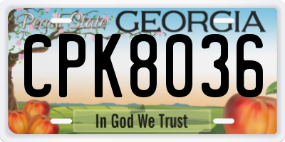 GA license plate CPK8036