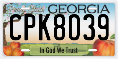 GA license plate CPK8039