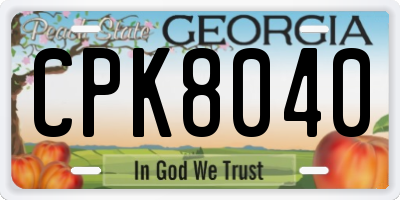 GA license plate CPK8040