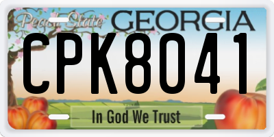 GA license plate CPK8041