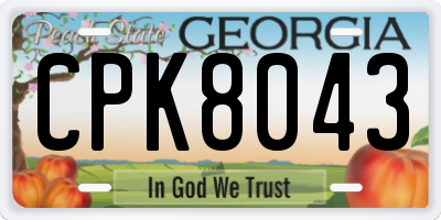 GA license plate CPK8043