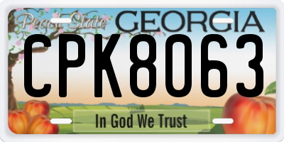 GA license plate CPK8063