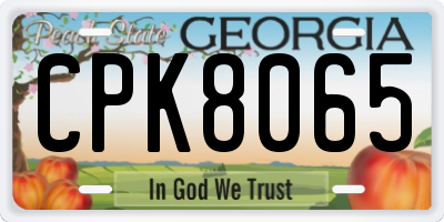 GA license plate CPK8065