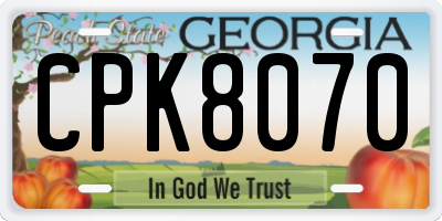 GA license plate CPK8070