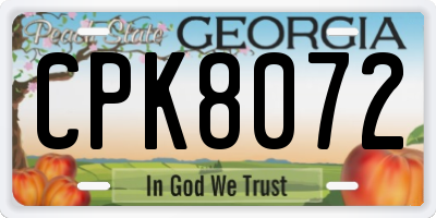 GA license plate CPK8072