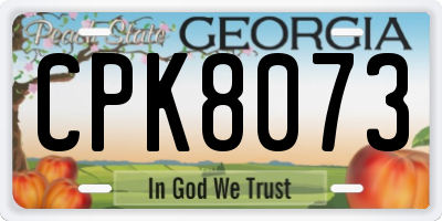 GA license plate CPK8073