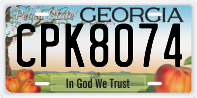 GA license plate CPK8074