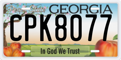 GA license plate CPK8077