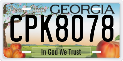 GA license plate CPK8078