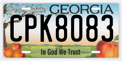 GA license plate CPK8083