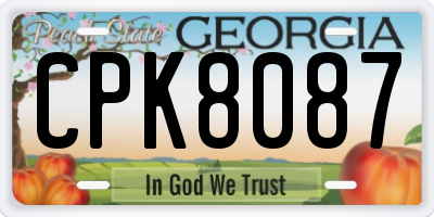 GA license plate CPK8087