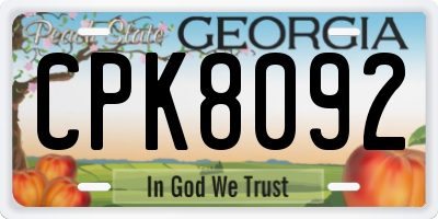 GA license plate CPK8092