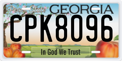 GA license plate CPK8096