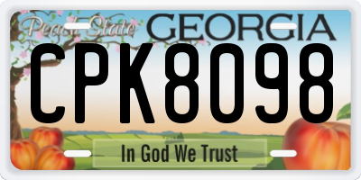 GA license plate CPK8098
