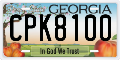 GA license plate CPK8100