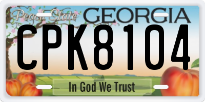 GA license plate CPK8104