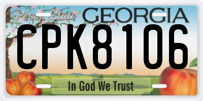GA license plate CPK8106