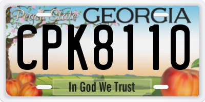 GA license plate CPK8110