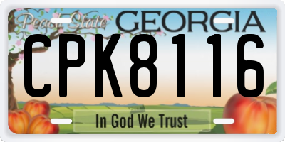GA license plate CPK8116