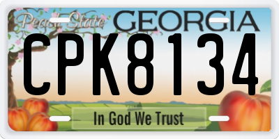 GA license plate CPK8134