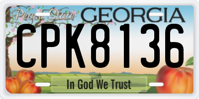 GA license plate CPK8136