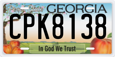 GA license plate CPK8138