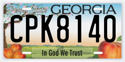 GA license plate CPK8140
