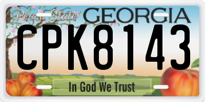 GA license plate CPK8143
